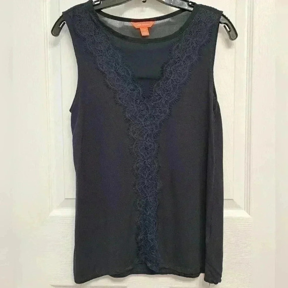 ❤️ Joe Fresh Sleeveless Top Navy Blue Lace  Trim Size Medium Sleeveless - Picture 3 of 8